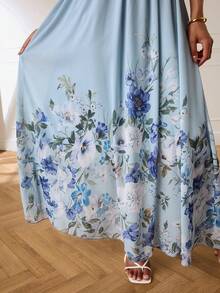 Lilora Women's Elegant Romantic Floral Print Dress High-End Fashion Versatile Suitable For Commuting Daily Casual Birthday Mother Of The Bride Wedding Garden - Blue - View 7