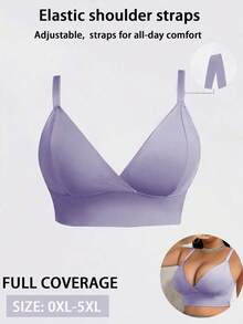 SHEIN 1 pieza Bustier minimalista y cómodo de unicolor para mujer de talla grande - Púrpura polvoriento - Ver 6