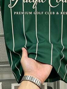 Manfinity Joysei Standard Size Men's Retro Letter Green Striped Tank Top Vest - Multicolor - View 5