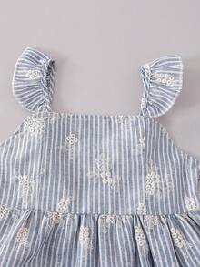 SHEIN 青少年女孩休閒度假黃色修身細肩帶背心上衣，柔軟舒適時尚設計，適合度假、旅行、外出、校園日常及多種場合，春/夏季 - 藍色 - 查看 3