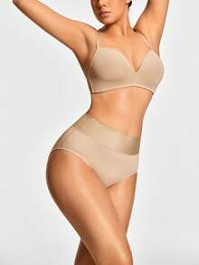 SHAPORA Plus Size Shaping High-Waisted Brief Shapewear Short Body Shaper Butt Lifter-Tummy Waist Control, Panty - Apricot - View 3
