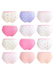SHEIN 5 piezas de bragas triangulares para niña pequeña, diseño aleatorio, multicolor, con estampado de corazón, lazo, conejo lindo y estilo minimalista, combinación de estampados lindos - Multicolor - Ver 2