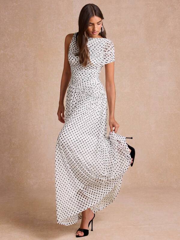 Enchnt Summer Elegant Polka Dot Print Dress
