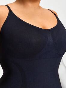 SHAPORA Mono informal, minimalista, de unicolor y ajustado sin mangas para tallas grandes - Negro - Ver 3