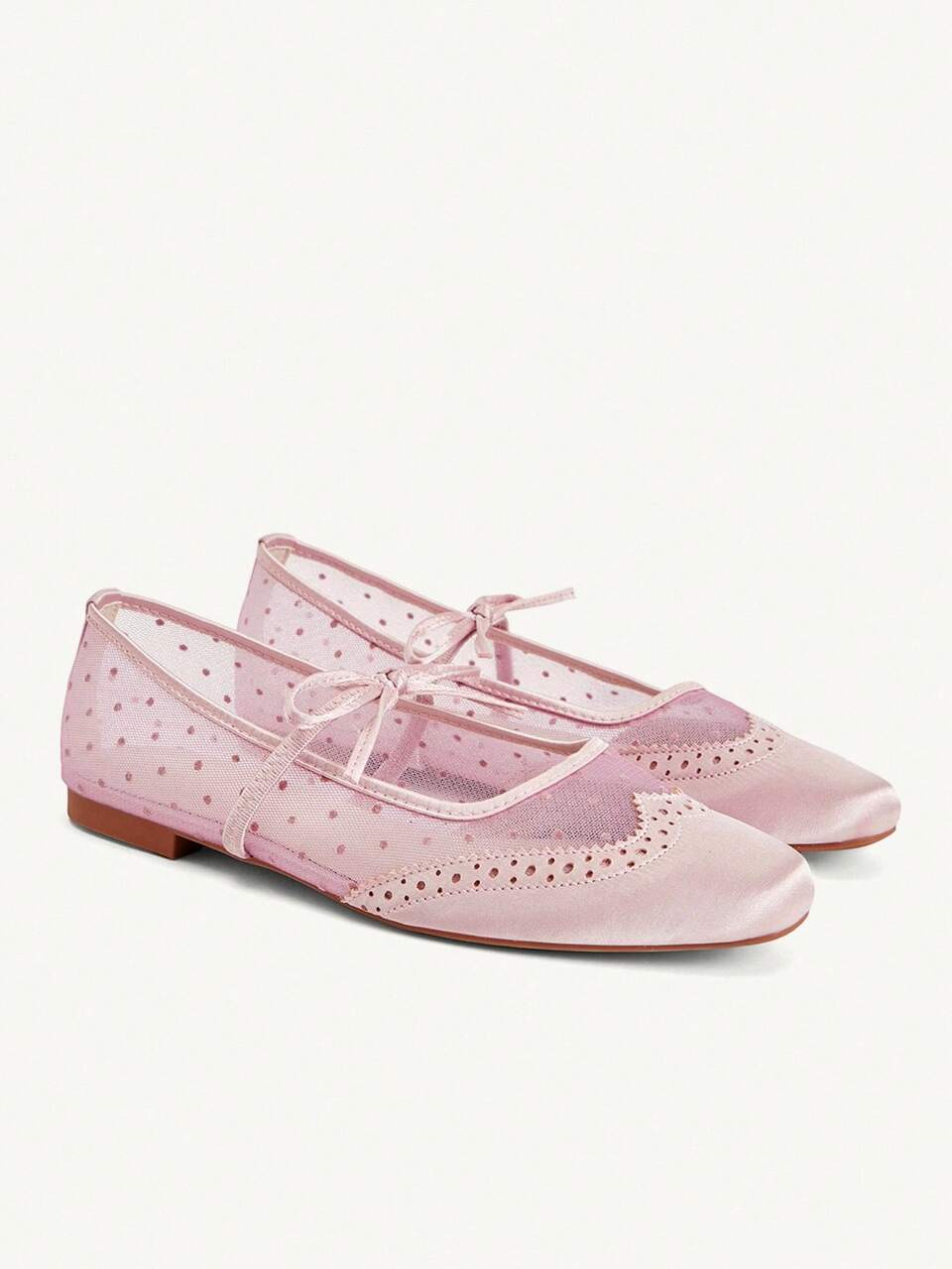 CUCCOO CHICEST French Girl Heart Mesh Shoes Women's Summer Breathable Polka Dot Square Toe Shoes