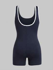 SHEIN Tween Girl Tween Girls Bodysuits & Jumpsuits - Navy Blue - View 2