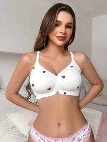 PetitDoll 1 chiếc nội y không đường may phong cách gợi cảm in hình trái tim đỏ - trắng - Xem 6