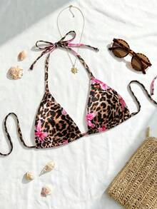 Swim Vcay Atasan Bikini Segitiga Leher Halter Warna Polos untuk Wanita Ukuran Plus, Pakaian Renang Musim Panas yang Modis dan Seksi untuk Pantai - MultiWarna - View 7
