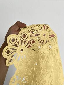 Maweii Vestido de talla grande de unicolor con cuello redondo y manga corta con diseño calado - Amarillo claro - Ver 7