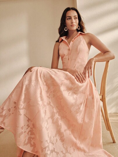 Anewsta Elegant Elegant Date Shirt Sleeveless Long Dress For Women