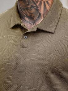 Manfinity CasualCool 男士纯色短袖 Polo 衫和休闲裤套装 - 卡其色 - 查看 5