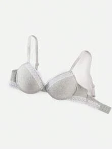 Bralution Women'S Spliced Lace Push-Up Bra With Underwire - Grey - View 3