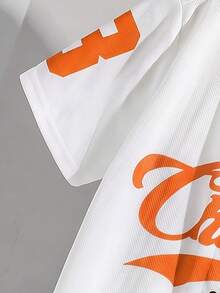 SHEIN Kids 2pcs/Set Tween Boy Casual Sports College Street Cute Vacation Cardigan With Letter Pattern Baseball - Orange - View 6