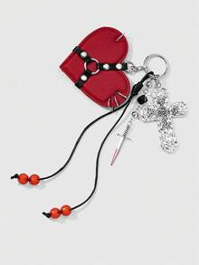 ROMWE Kawaii 1 Gantungan Kunci/Liontin Tas DIY Gaya Y2K Hottie Dark Wind Kulit Hitam dengan Paku Keling dan Tali Kepang, Cocok untuk Pemakaian Sehari-hari oleh Pasangan dan Pacar - MultiWarna - View 10