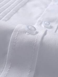 Manfinity Mode Men's Business Casual Versatile Solid Color Shirt, Ceremony - White - View 6
