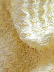 Swim Mod 2026 Spring/Summer Cream Yellow Textured Fabric Gold Flower Decor Halter Neck Side High Cut Tie String Thong Bikini Swimsuit 2-Piece Set For Women - Yellow - View 4