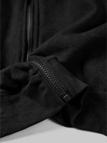 EMERY ROSE Sudadera de talla grande con cremallera frontal y mangas de murciélago para invierno - Negro - Ver 4
