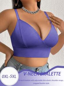SHEIN 1 buah Bustier Wanita Ukuran Besar Warna Polos Kasual Nyaman - Teal Blue - View 5