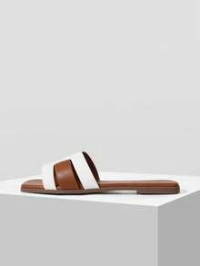 MOTF PREMIUM WOMEN'S COMFORTABLE MINIMALIST CASUAL FLAT SANDALS FOR CHRISTMAS SPRING SHOES SUMMER - White brown - View 6