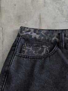 AXEPEAK Men's Casual Versatile Denim Shorts With Pocket, Button And Letter Pattern For Daily Wear - Blue - View 8