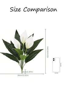 1件高品質大型人造白鶴芋/白鶴花假植栽，白色花朵與綠葉，免維護，適合室內/室外家居、飯店裝飾、花園、復活節、聖誕節、感恩節（不含花瓶） - 彩色 - 查看 13