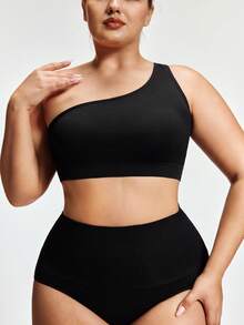 SHAPORA 1pc Women Plus Size Seamless Minimalist Comfort Wireless Bra Camisole - Black - View 4