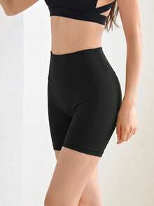 DAZY Shorts ajustados moldeadores de unicolor versátiles y casuales para mujer - Negro - Ver 6