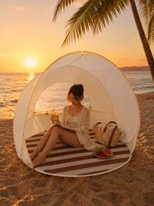 1 buah Tenda Pantai Portabel Ringan dan Mudah Dipasang, Perlindungan UV Berkualitas Tinggi, Biru dengan Tas Penyimpanan, Cocok untuk Berkemah di Luar Ruangan, Pantai, Taman, Kanopi Pelindung Matahari Instan, Memberikan Perlindungan UV UPF 50+! Cocok - A - View 10