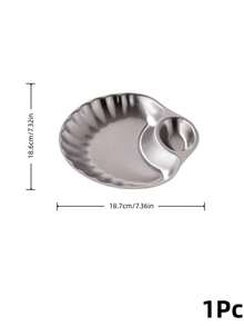 Muroi Mono 1 pieza/2PCS Plato de aperitivos de acero inoxidable con forma de concha con compartimento de salsa integrado, bandeja de servir dividida con borde ondulado para papas fritas, dumplings y aperitivos, perfecto para uso diario en el hogar y restaurante, excelente regalo de inauguración de casa - Multicolor - Ver 14