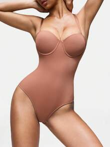 SHAPORA Women's Solid Color Camisole, Fashionable Shapewear - Rust Brown - View 6