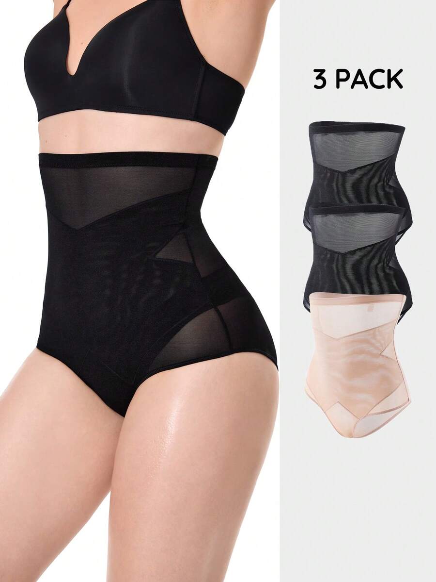 SHAPORA Fajas Para Mujer Con Malla De Empalme En La Parte Inferior (conjunto De 3 Piezas) - Multicolor - Ver 1