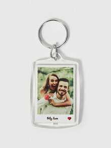 Custom 1PC Photo And Text Keychain, Personalized Acrylic Keychain, Custom Couple Keychain Photo Key Ring, Customized Logo Keychain For Birthday Gift - Multicolor - View 6