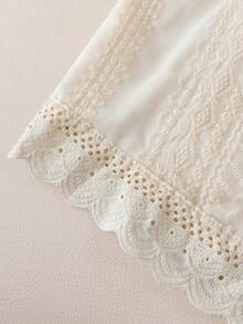 GlowEve Women's Hollow Embroidery Single-Breasted Casual Sleeveless Shirt - Apricot - View 5