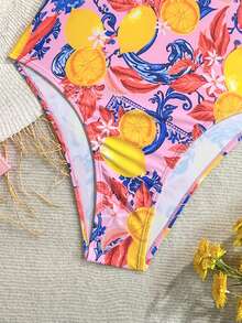 Soleia Women's Lemon Print One-Piece Swimsuit, Vacation Style - Multicolor - View 5