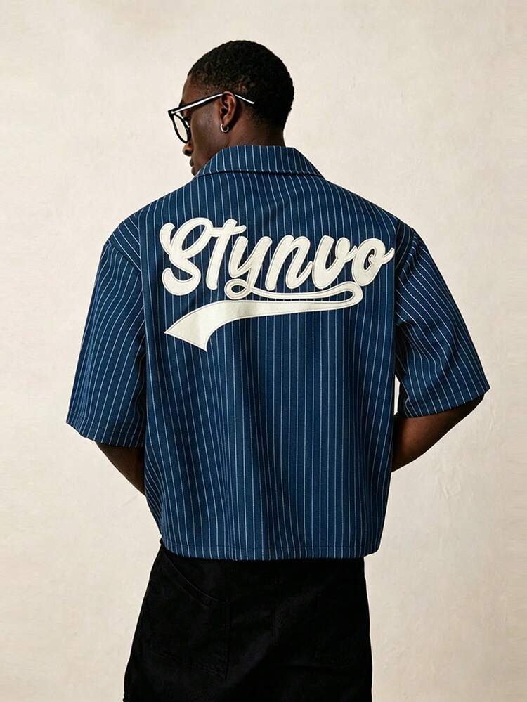 STYNVO Camisa Casual Masculina de Manga Curta com Listras e