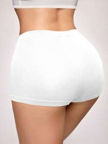 SHAPORA 1pc Women's Seamless Minimalist Solid Color Fashion Comfortable High Cost-Effective High Quality Portable Safety Shorts - White - View 2