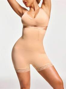 SHAPORA Women's High Waist Tummy Control Lace Spliced Shapewear Panties - Apricot - View 5