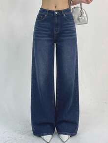 DAZY Women's Casual Loose Wide Leg Jeans, Simple Fashion Everyday Wear Low Rise Jeans School - Medium Wash - View 6