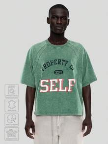 FORM&CHAOS [100% Cotton]Men's Vintage Washed Green 100% Cotton T-Shirt, Summer - Green - View 1