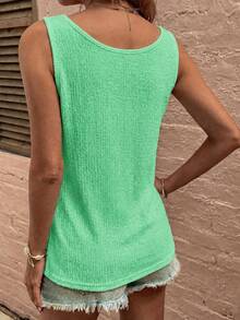 EMERY ROSE New Women's Fashion Casual Versatile U-Neck Tank Top - Green - View 2