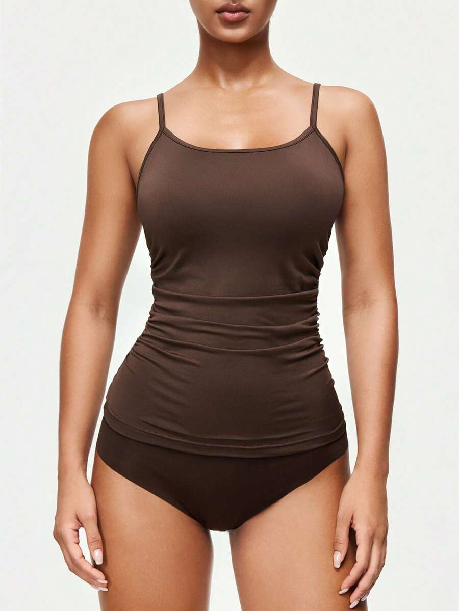 SHEIN Set de 3 camisetas de tirantes de unicolor casual para mujer, ropa de estar en casa - Multicolor - Ver 1