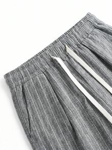STEELVANCE Men's Striped Pattern Drawstring Waist Loose Casual Long Pants - Grey - View 5