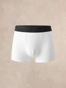 EverLounge 男士內褲 3件組 純白平紋四角內褲套組，對比文字腰帶 日常必備穿搭 - 白色 - 查看 4
