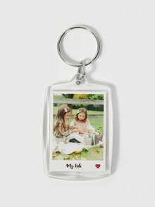 Custom 1PC Photo And Text Keychain, Personalized Acrylic Keychain, Custom Couple Keychain Photo Key Ring, Customized Logo Keychain For Birthday Gift - Multicolor - View 8