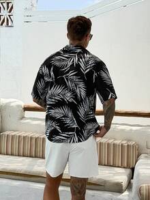 DAZY Men's Long Sleeve Top And Shorts Beach Outfit, Floral All-Over Print Vacation Summer - Multicolor - View 2
