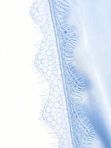 LYSMO 女款素色蕾絲拼接細肩帶背心上衣 - 淺藍色 - 查看 8