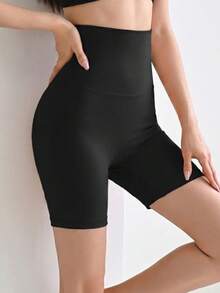 DAZY Shorts ajustados moldeadores de unicolor versátiles y casuales para mujer - Negro - Ver 4
