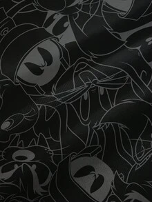 LOONEY TUNES X SHEIN تي شيرت بطبعة كاملة بياقة مستديرة وأكمام قصيرة مقاس كبير بتصميم بسيط - أبيض - مشاهدة 7