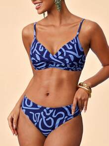 Travachic Women's Summer Beach Print Criss-Cross Design Fashion Bikini Set - Multicolor - View 4