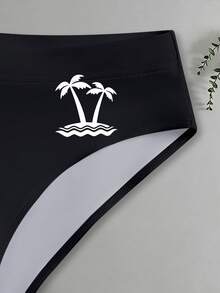 Manfinity KASUA Men's Coconut Tree Print Triangle Swim Shorts, Suitable For Summer Vacation And Beach - Multicolor - View 4